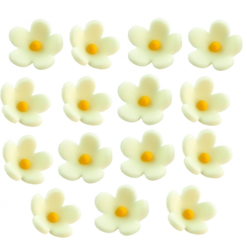 Kwiaty cukrowe niezapominajki białe do dekoracji tortu 15 szt
